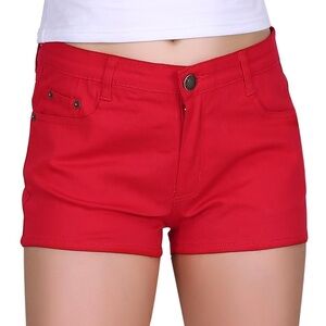 HDE Denim Booty Shorts - Red